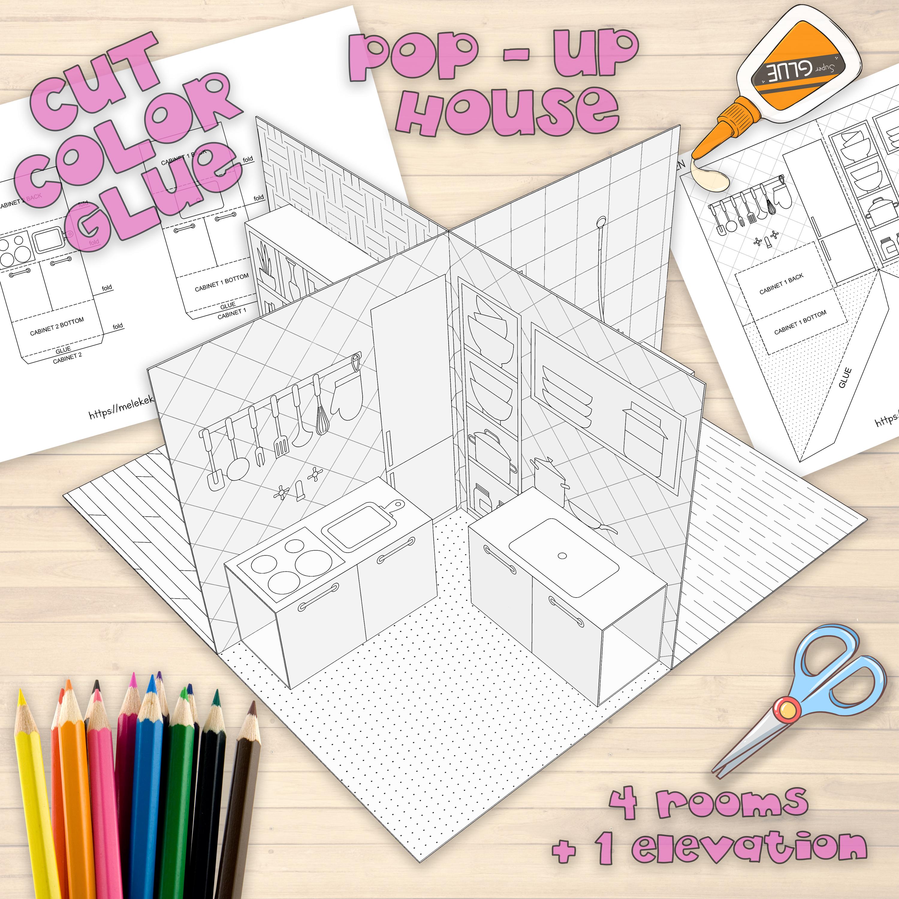 Pop-up Paper House Template Printable Craft Sheets, Activity Sheets ...