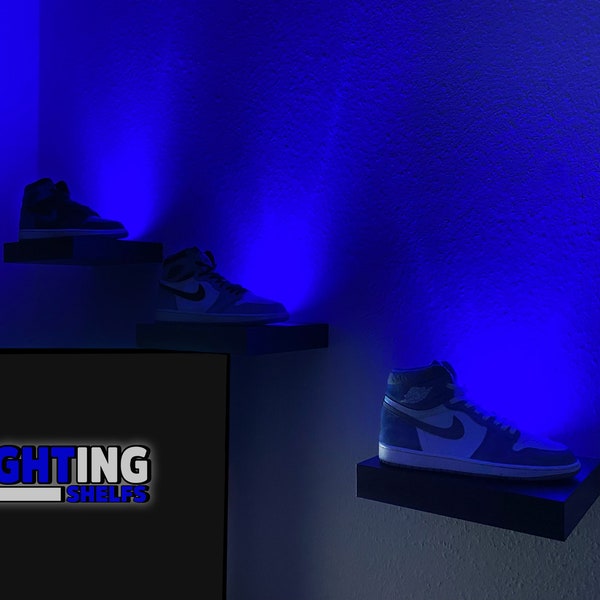 Beleuchtetes Regal, Gaming room, Schuhregal, Sneaker, Floating shelf, Geschenkidee, Unique, Gift, LED, RGB, NBA, indirekte Beleuchtung, Holz