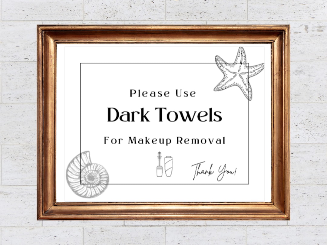 Airbnb Makeup Towel Sign Template Beach Airbnb Bathroom Sign Airbnb Signs Dark Towels Sign Super