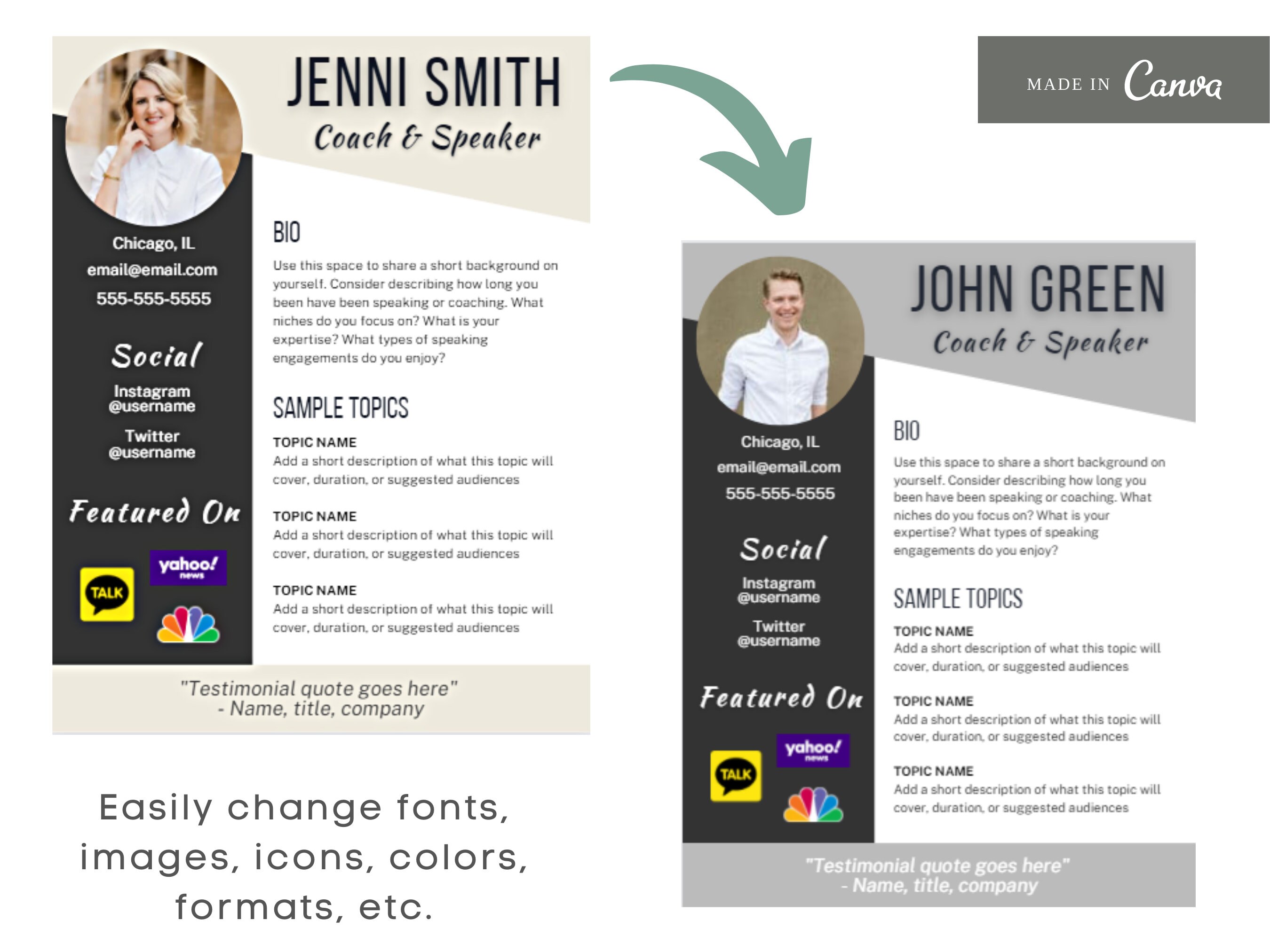 Speaker Sheet | Speaker One Sheet Template | Canva Template | Speaker ...