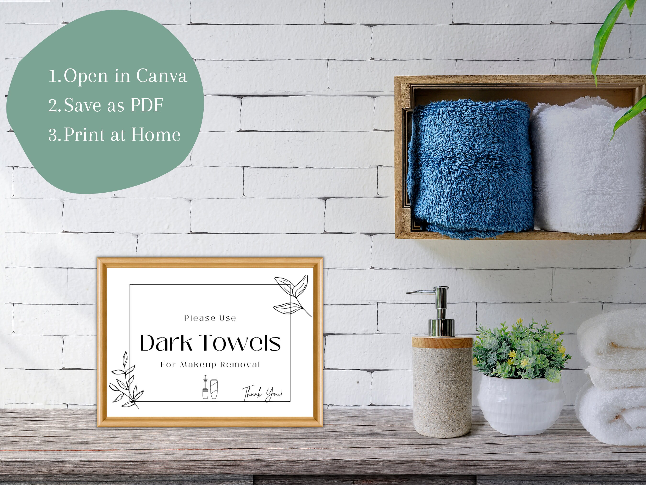 Airbnb Makeup Towel Sign Template Airbnb Bathroom Sign VRBO Template Dark Towels Sign VRBO Host