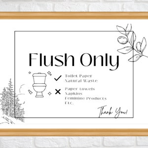 Modèle de panneau Airbnb Flush | Panneau de salle de bain AirBnb | VBO | Manuel de la maison | Modèle VRBO | Affiche toilettes | Ne pas rincer