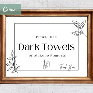Airbnb Makeup Towel Sign Template | AirBnb Bathroom Sign | VRBO Template | Dark Towels Sign | VRBO Host | Bathroom Poster Template