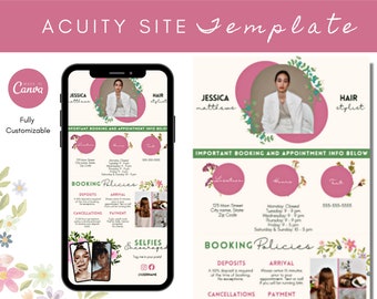 Acuity Booking Site Design | Acuity Schedule Template for Hair Stylist | Acuity Site | Acuity Booking | DIY Acuity Template | Lash Tech MUA