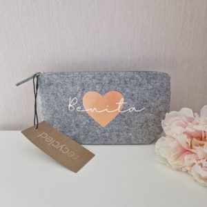 Cosmetic bag personalized Easter felt bag accessories gift toiletry bag recycled rose gold
