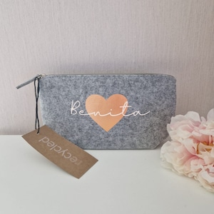 Kosmetiktasche personalisiert Ostern Filz Tasche Accessoires  Geschenk Kulturbeutel Recycled