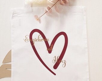 Erzieherin mit Herz Tasche personalisiert, Kindergarten, Kita, Hort, Jutebeutel, Erzieherin Geschenk