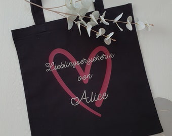 Lieblings Erzieherin Tasche personalisiert, Kindergarten, Kita, Hort, Jutebeutel, Erzieherin Geschenk