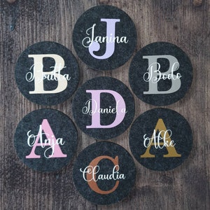 Coasters made of felt personalized with name or desired text Valentine's Day gift Christmas Easter wedding beer mat