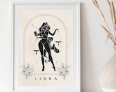 Libra Zodiac Art Print: Vintage Horoscope Wall Decor (Digital Download)