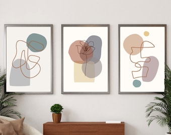 Impressão de arte abstrata minimalista: decoração de casa bege neutra (download digital)
