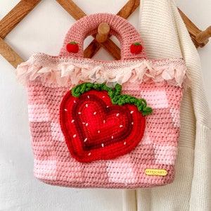Strawberry Handbag Crochet Bag Strawberry Shoulder Bag - Etsy