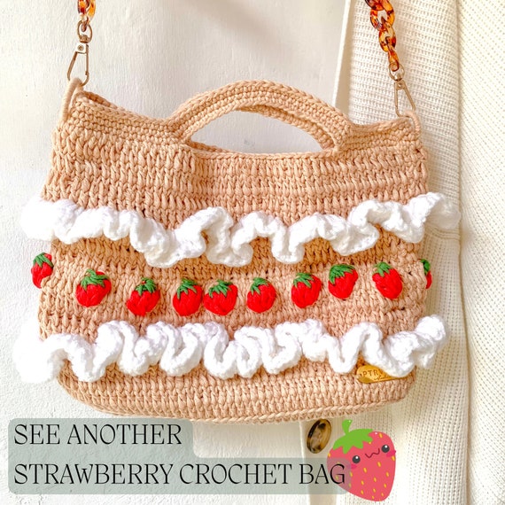 strawberry crochet bag!🍓🤎 -cute strawberry designs... - Depop
