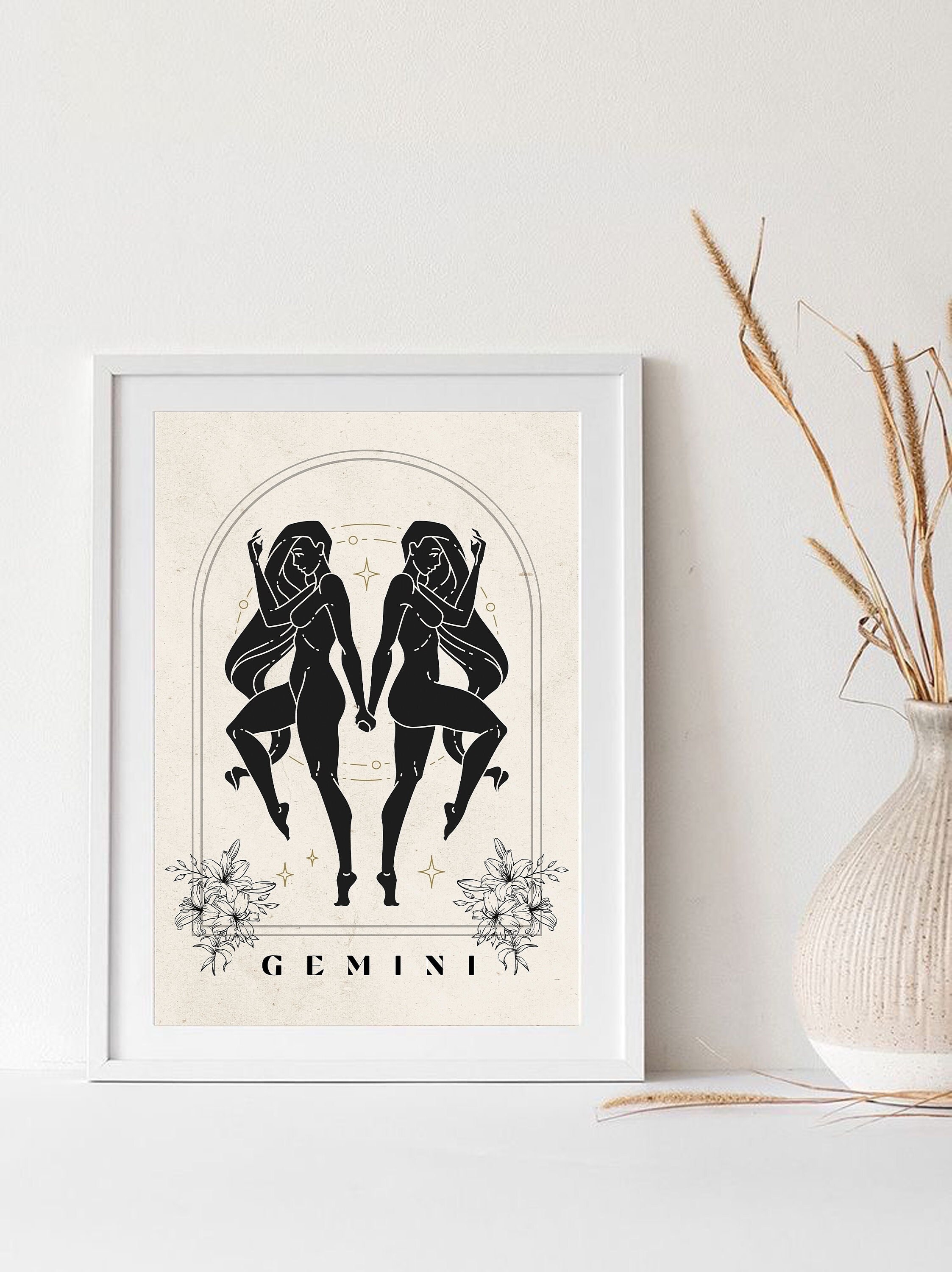 Vintage Gemini Zodiac Art Print: Inspirational Quote (digital