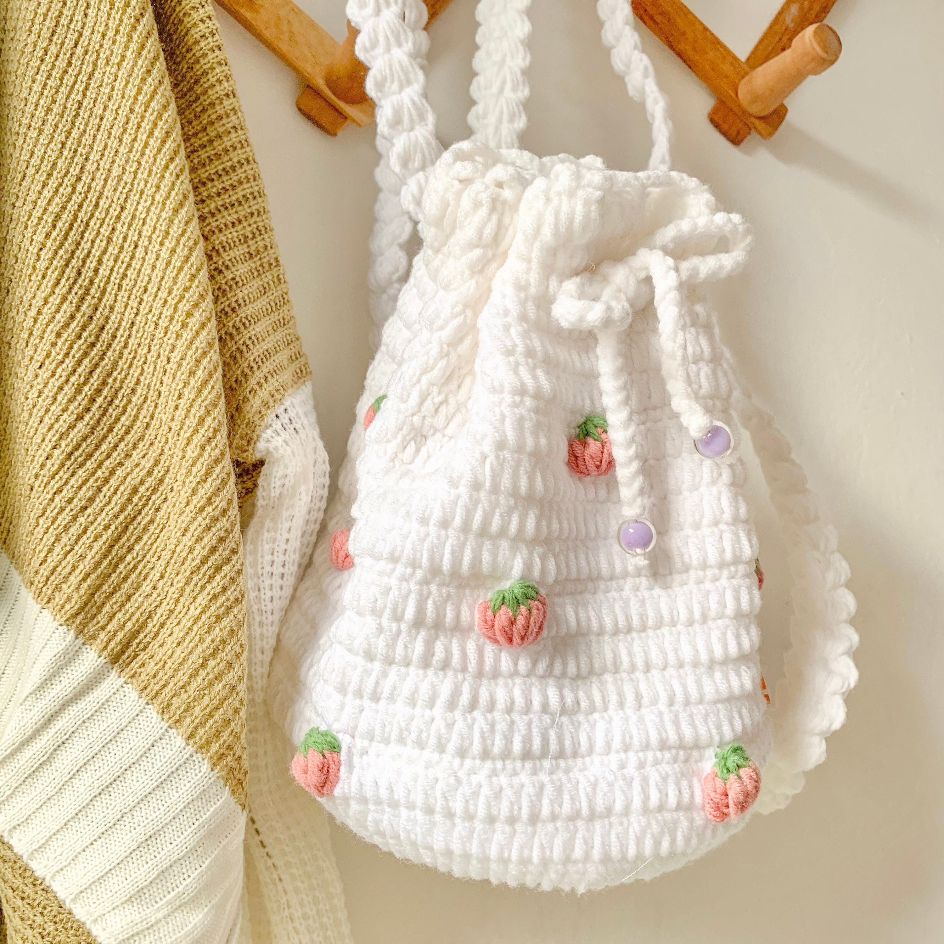 Strawberry Crochet Bag Ver.2, Crochet Crossbody or Backpack
