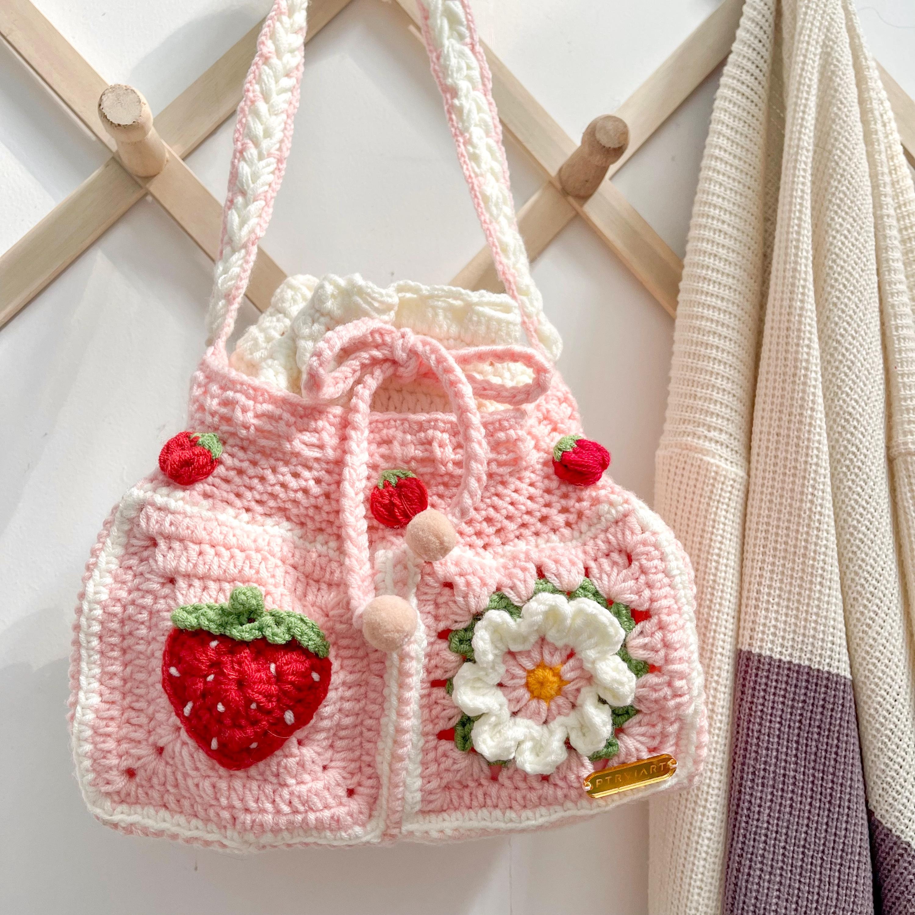 Cute Flower Knit Tote Bag - Etsy