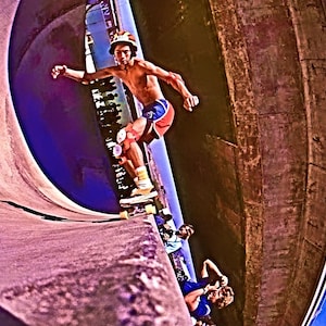 Dennis Martinez, a Skateboard Legend now in the Skateboarding Hall of Fame. Photo taken in 1978 at the Oasis Skate Park in San Diego.