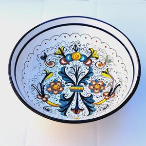 Saladier en céramique majolique Deruta peint à la main avec décoration Ricco Deruta Blue pour pâtes ou salade