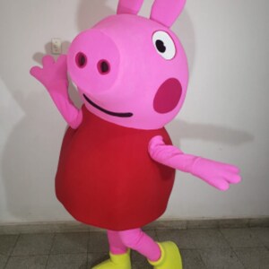 Pink pig mascot costume