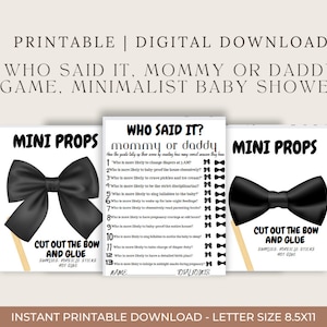 Who Said It? Mommy or Daddy Baby Shower Game – Funny Printable Baby Shower Activity | Co-ed Baby Shower Game | Instant Download PDF