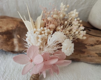 Boutonnière en fleurs séchées et stabilisées Accessoire mariage - Marié - Témoins Collection SAKURA