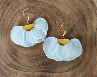 Boucles d'oreilles Hortensia fleurs séchées et stabilisées Accessoire mariage - Mariée - Demoiselle d'honneur Collection BLANC