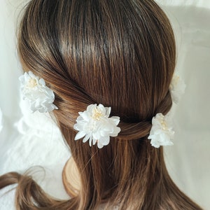 Lot de 5 barrettes à cheveux en fleurs séchées et stabilisées Accessoire mariage Mariée Demoiselle d'honneur Collection BLANC image 10