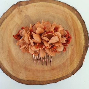 Terracotta comb made of dried and preserved flowers Wedding accessory - Bride - Bridesmaid TERRACOTTA Collection