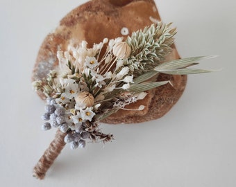 Boutonniere made from dried and preserved flowers Wedding accessory - Groom - Witnesses