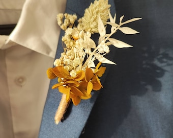 Gedroogde en geconserveerde bloemencorsage - Bruiloftsaccessoire - Bruidegom - Bruidsjonkers - SAFRAN Collectie