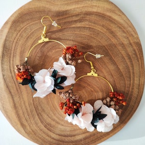 Boucles d'oreilles en fleurs séchées et stabilisées Accessoire mariage Mariée Demoiselle d'honneur Collection ROSACOTTA image 1