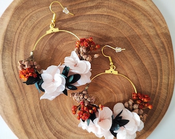 Dried and preserved flower earrings Wedding accessory - Bride - Bridesmaid ROSACOTTA Collection