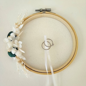 Porta anelli Tamburo con fiori secchi e stabilizzati Accessorio da sposa Collezione GREEN