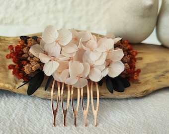 Kam gemaakt van gedroogde en geconserveerde bloemen Bruiloftsaccessoire - Bruid - Bruidsmeisje ROSACOTTA Collectie