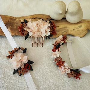 Bracelet en fleurs séchées et stabilisées Accessoire mariage Mariée Demoiselle d'honneur Collection ROSACOTTA image 6