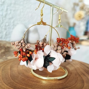 Boucles d'oreilles en fleurs séchées et stabilisées Accessoire mariage Mariée Demoiselle d'honneur Collection ROSACOTTA image 2