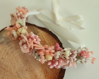 Bracelet en fleurs séchées et stabilisées Accessoire mariage - Mariée - Demoiselle d'honneur Collection ROSE