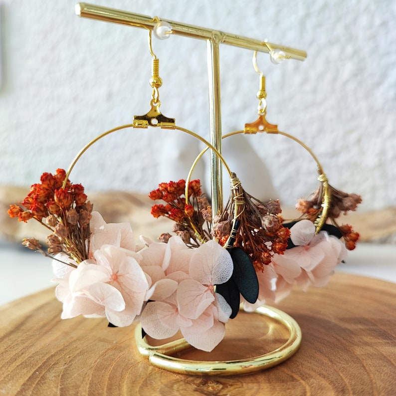 Dried and preserved flower earrings Wedding accessory Bride Bridesmaid ROSACOTTA Collection image 5