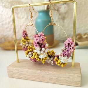 Dried and preserved flower earrings Wedding accessory - Bride - Bridesmaid