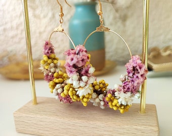 Dried and preserved flower earrings Wedding accessory - Bride - Bridesmaid