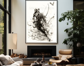 Guru Gobind Singh Ji Canvas Print | Sikh Warrior Art