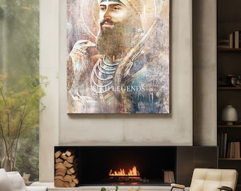Guru Gobind Singh Ji Canvas Art | Sikh Warrior Painting