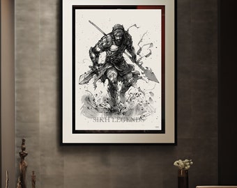 Banda Singh Bahadur Canvas Print | Sikh Warrior Art