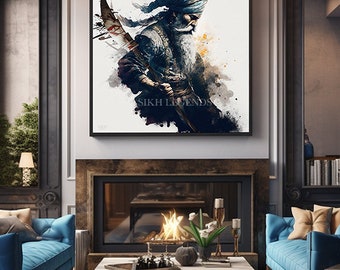 Baba Deep Singh Ji Canvas Print | Sikh Warrior Art