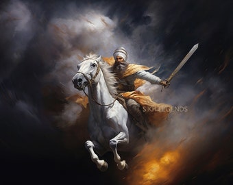 Baba Deep Singh Ji | Sikh | SikhArt | Sikh Guru | Sikh Warrior | Sikh Painting | Sikh Print | Punjabi Painting | Punjabi Print | Khalsa