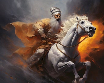 Baba Deep Singh Ji | Sikh | SikhArt | Sikh Guru | Sikh Warrior | Sikh Painting | Sikh Print | Punjabi Painting | Punjabi Print | Khalsa