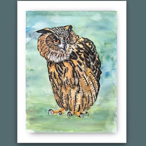 Eagle Owl Wall Art Print | Watercolour Owl Art | Wildlife Bird Art | Raptor Artwork | Owl Lover Gift | Nature Wall Decor | Bird Illustration