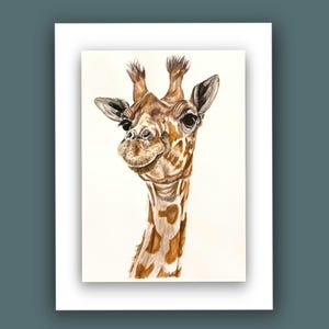 Giraffe Wall Print | Cheeky Giraffe Painting | Watercolour Wildlife Art | Safari Animal Decor | Fun Animal Print | Gift for Giraffe Lover