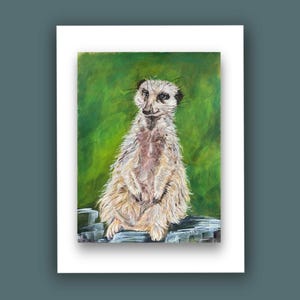 Meerkat Wall Print | Wildlife Animal Painting | Meerkat Portrait Artwork | Safari Decor | Gift for Animal Lover | Nature-Inspired Home Decor