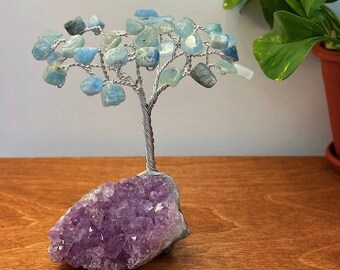 beaded gem silver tree collar